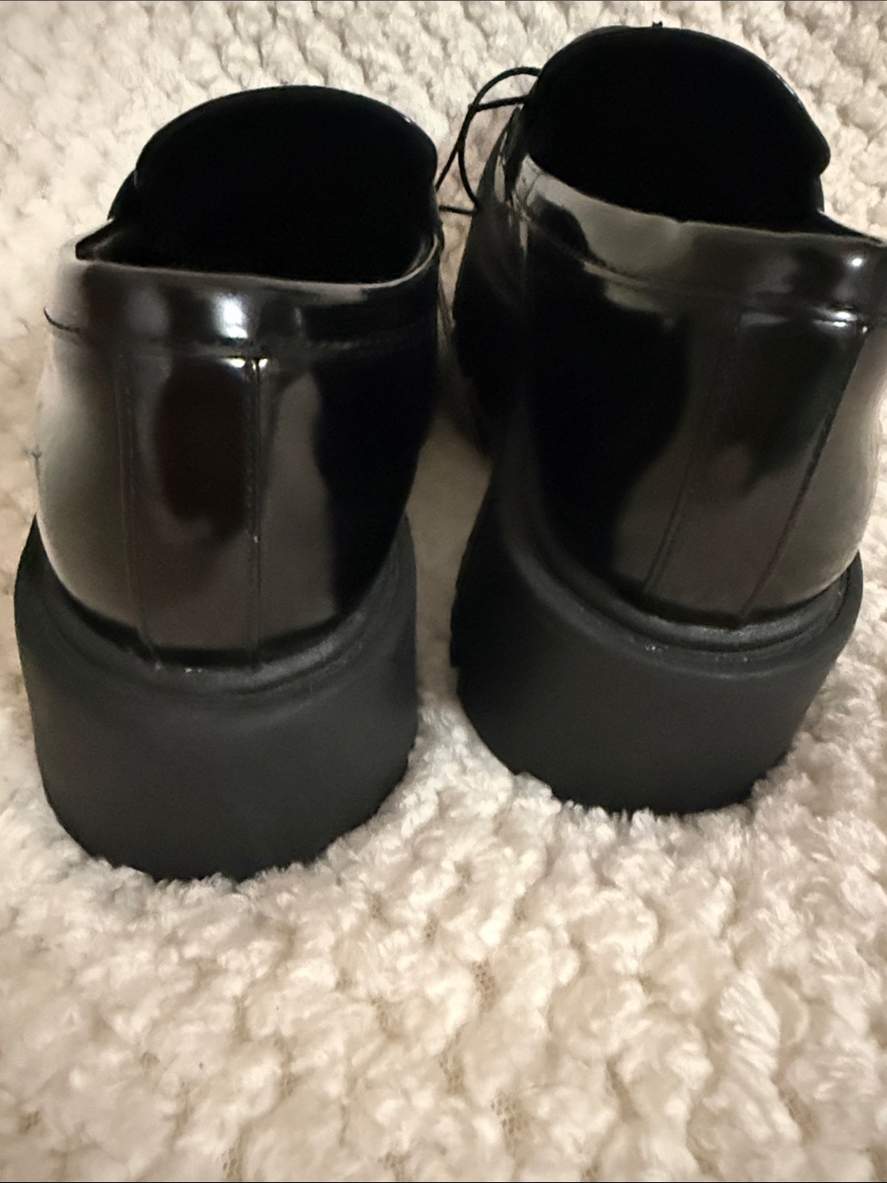 NWT Women’s 8 Madden New York City Lug Sole Coin Black Patent Loafer Cottagecore - Picture 8 of 12